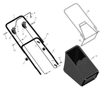 Handle And Bag Assembly Diagram and Parts List for 228610X68C 2004 Briggs and Stratton Lawn Mower